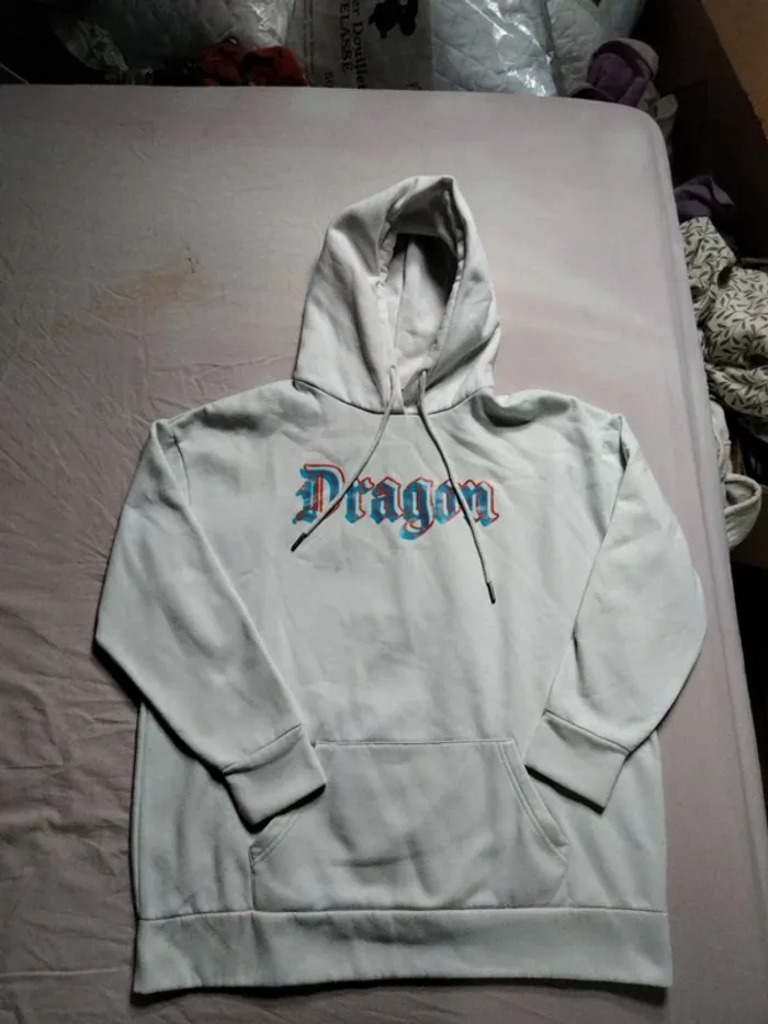 Sweat à capuche blanc motif dragon T 36 - photo numéro 2