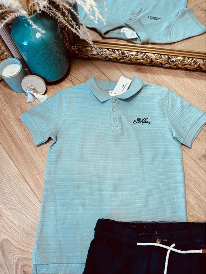 Taille 8 ans ensemble 2 pièces été garçon TAO Kiabi vert bleu marine * enjoy * 💚 - photo numéro 2