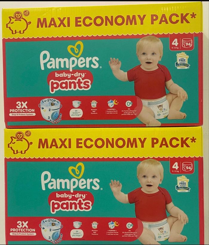 Pampers baby dry taille 4 lot de 2 /188 couche
