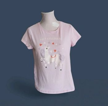 T shirt licorne rose pâle 12 ans
