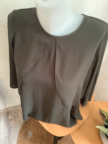 Blouse kaki manches 3/4 taille 38