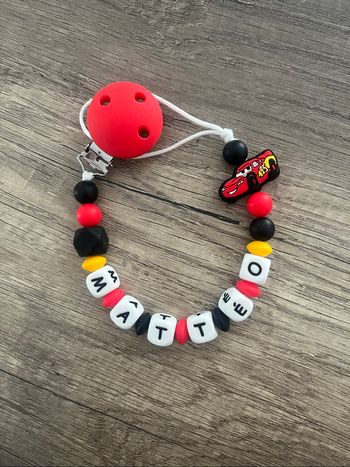 Attache tétine personnalisée Cars flash mcqueen