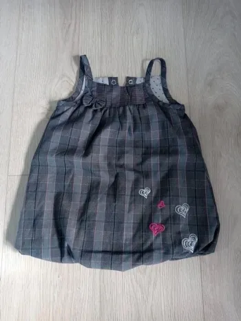 Robe grise bretelles à carreaux orchestra 18 mois