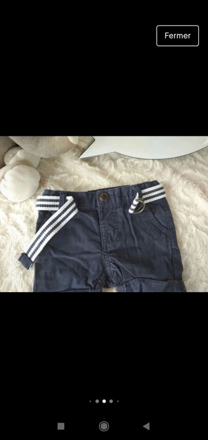 Short Garçon 6 mois avec ceinture Petit Pirate Gémo 100% coton - photo numéro 5