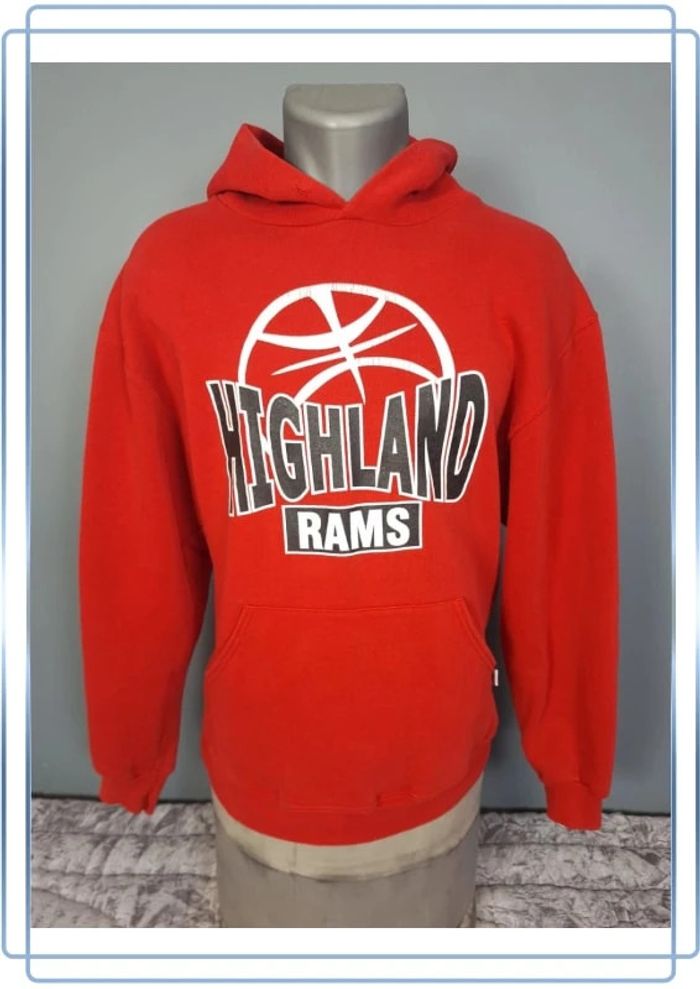 Sweat à capuche / hoodie russell athletic - taille M - homme rouge floqué (324)