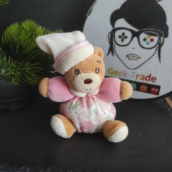 Mini Doudou Ours Boule Liberty Rose Beige Fleurs Kaloo #geektradedoudou