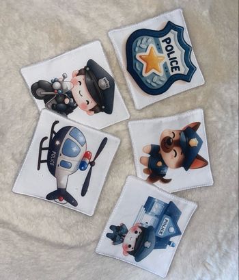 5 lingettes lavables police 