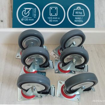 6 grosses roues pivotantes avec freins
