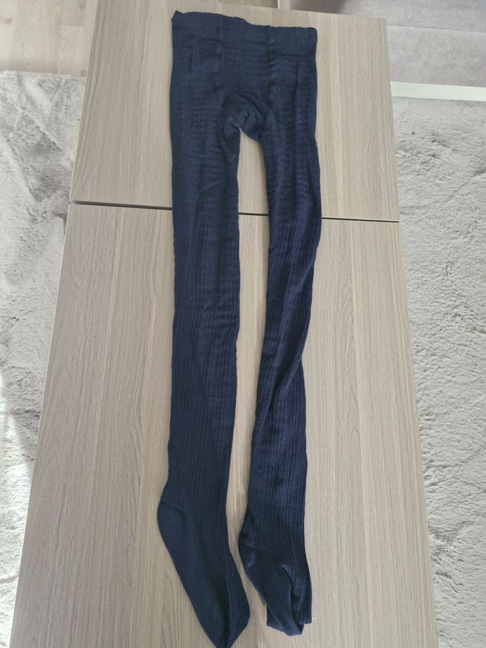 Collants bleu marine texturé camaïeu