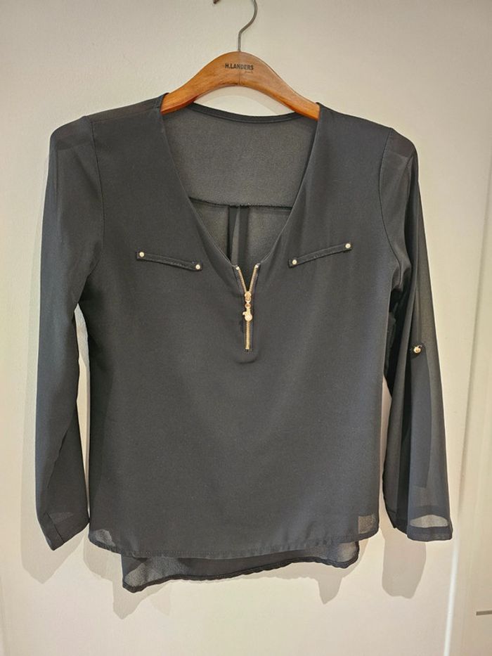 Haut en voile noir taille unique