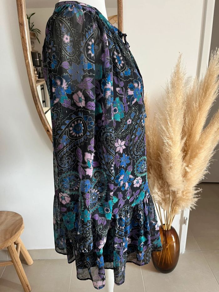 Robe fleurie noire et violette/bleue Promod - photo numéro 4
