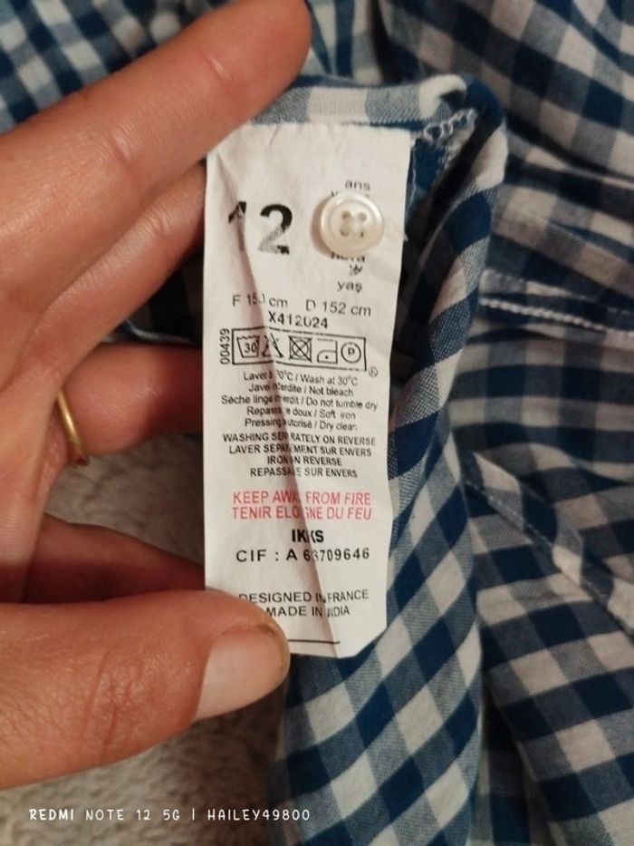 Chemise a carreaux IKKS taille 12 ans - photo numéro 7