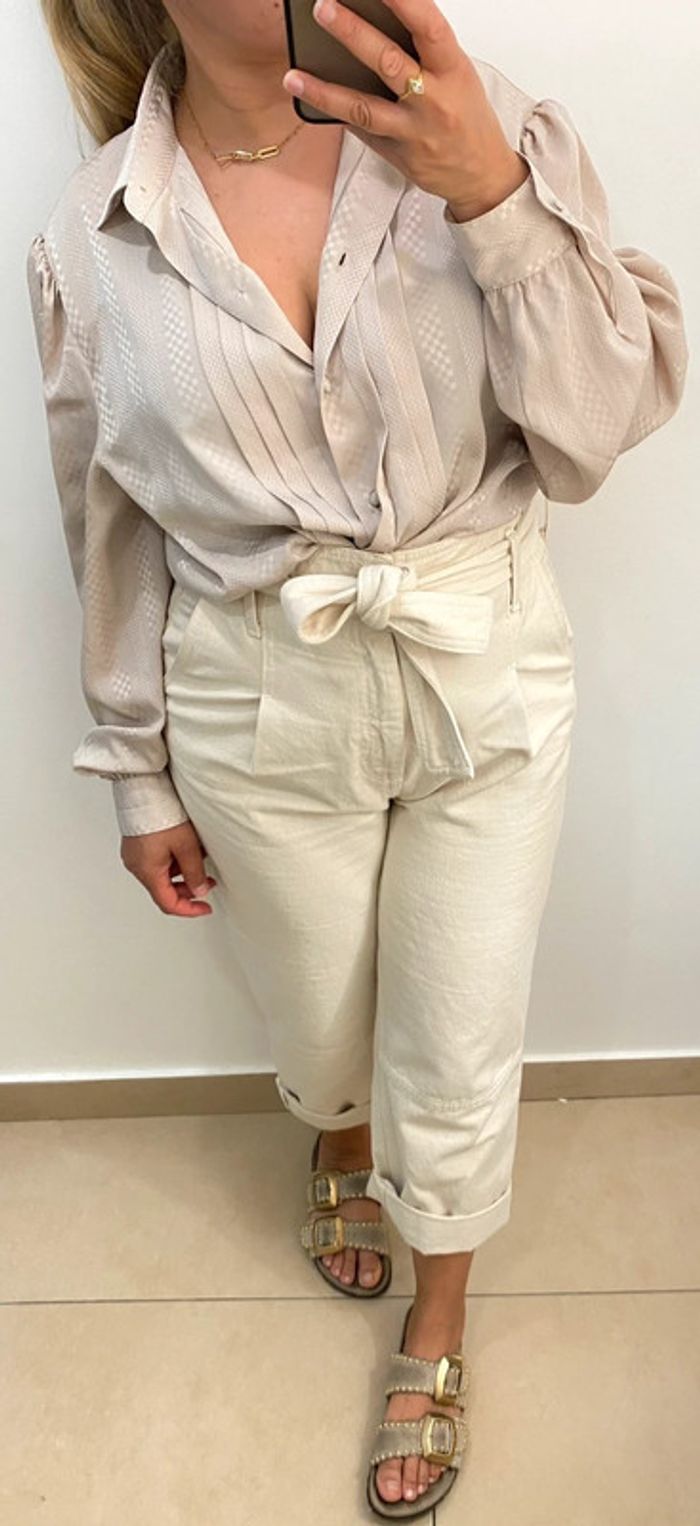 Chemise Beige Style Vintage Taille 44-46 - photo numéro 2