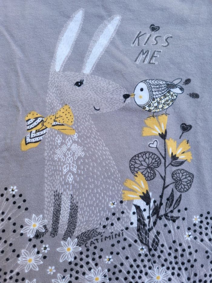 Superbe tee-shirt manches longues Catimini, gris et jaune moutarde, original, 4 ans - photo numéro 6
