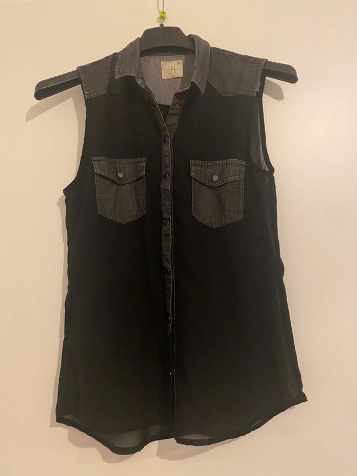 Chemise sans manche voile noire