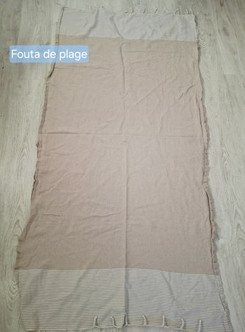 Serviette/Fouta de plage/bain beige/blanc