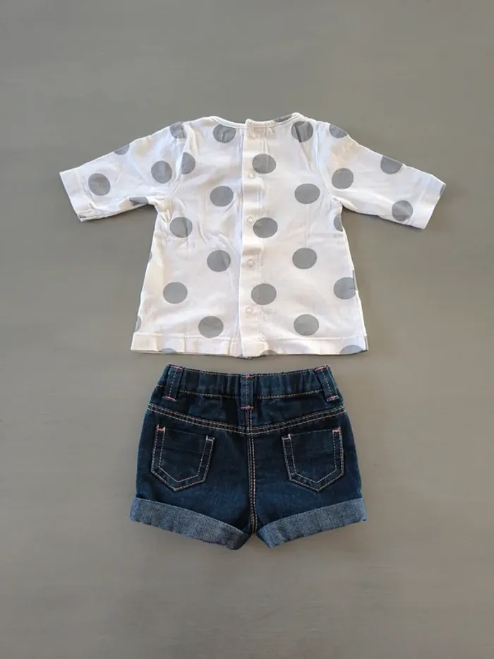 Lot 1 mois 8 pièces (robes, short, gilet, Tee shirt, collant) - photo numéro 5