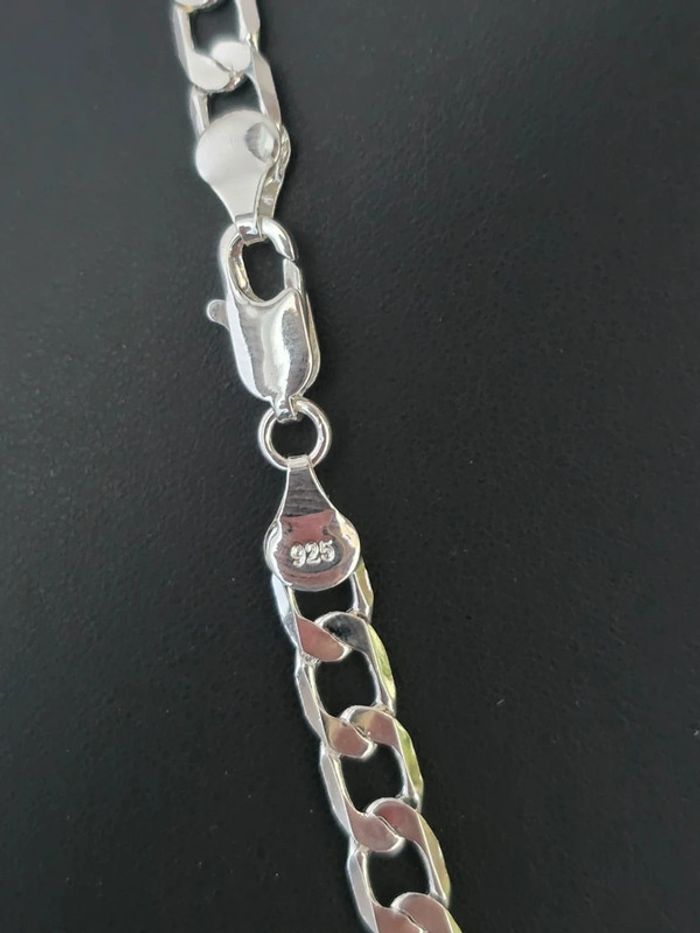 Collier maille gourmette 6mm 45cm plaquage argent - photo numéro 3