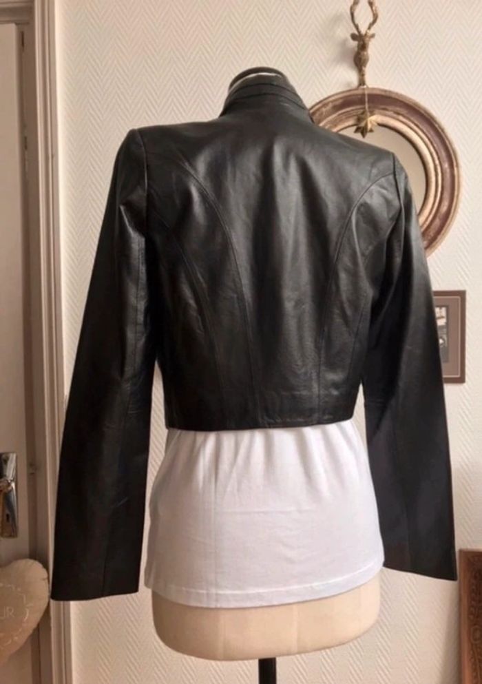 Veste cuir noir courte |Pièce de créateur prototype | modèle Unique 🖤 - photo numéro 2