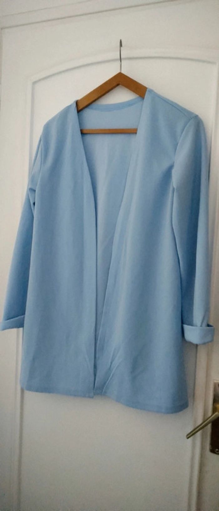 Veste longue bleu ciel femme xs shein