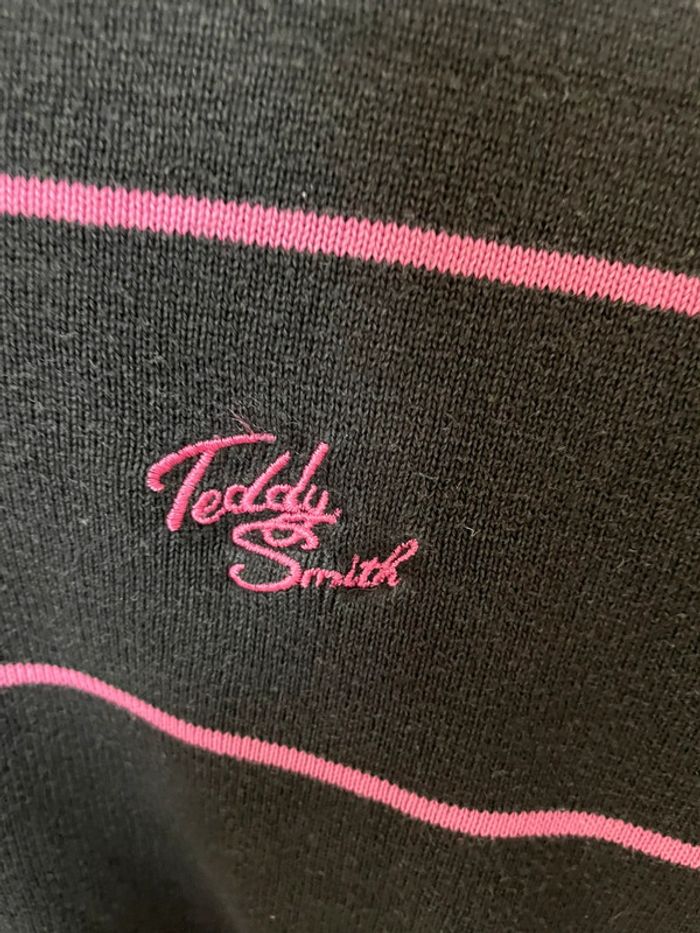 Pull Teddy Smith – Noir avec bande rose – Taille XL – Homme - photo numéro 2