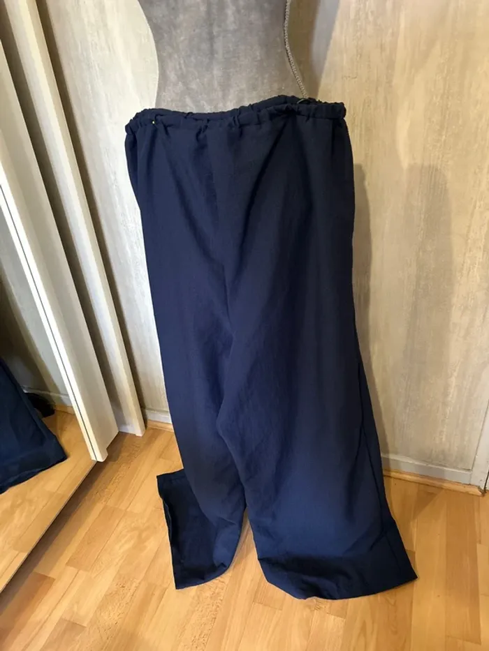 Pantalon large bleu