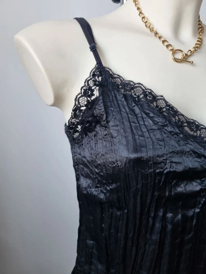 Robe noir brodé évasé vintage - photo numéro 6