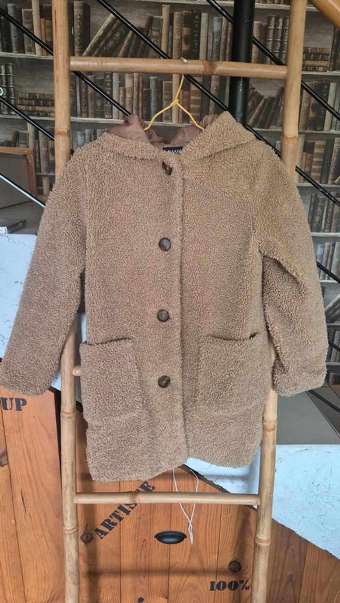 Manteau / parka en teddy mi longue beige Kiabi 💋 12 ans