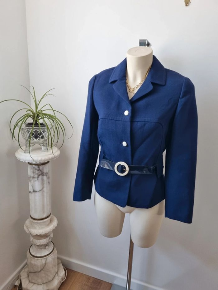 Veste en laine bleu marine annee '70 - photo numéro 13