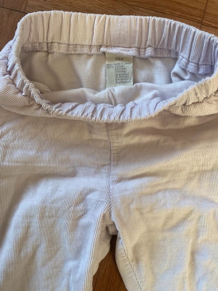 Pantalon à rayure côtelé blanc taille 9 mois vintage - photo numéro 2