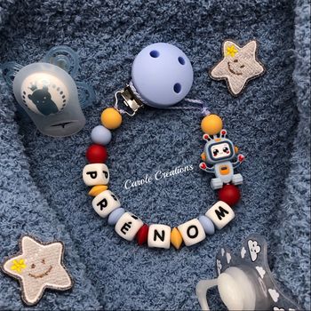 Attache tétine personnalisée en silicone Robot 3D