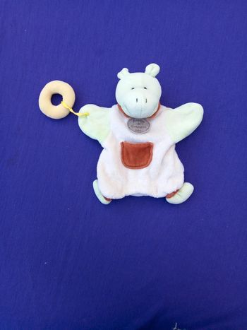 Doudou marionnette hippopotame vert Doudou et compagnie