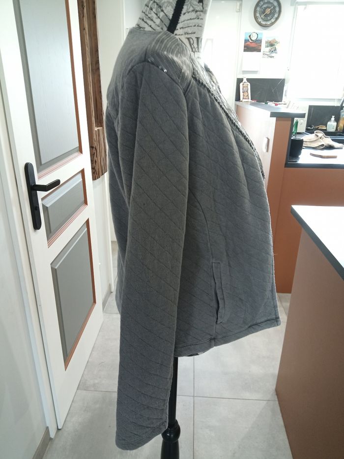 Gilet matelassé gris Street One – T. 40 (FR) | Col dentelle pailleté - photo numéro 5