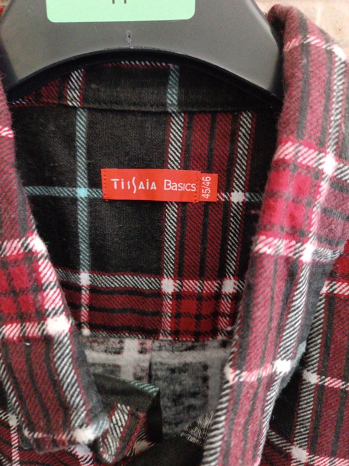 Chemise à carreaux bordeaux Tissaia XXL - photo numéro 3