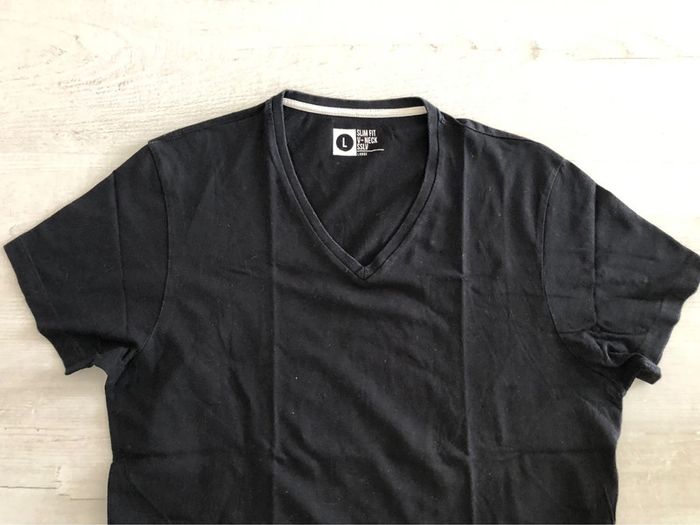 Tee-shirt homme noir « slim feat v-neck » TL - photo numéro 3