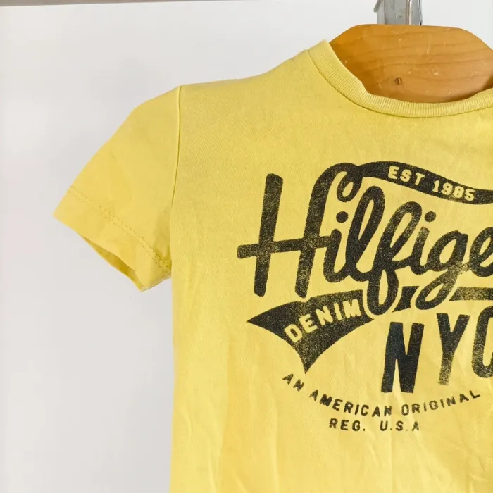 Tshirt enfants jaune hilfiger 2 ans Coton Bio A1312 - photo numéro 4