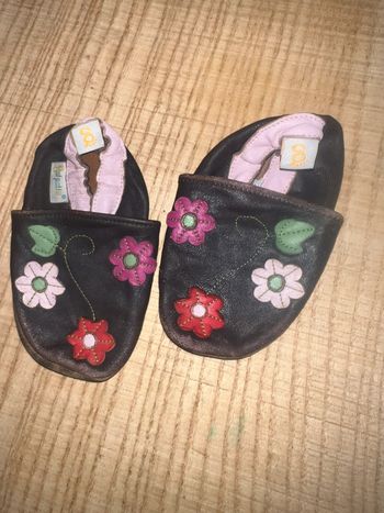 Chaussons fleur fille cuir souple liseron 22 23 galipatte