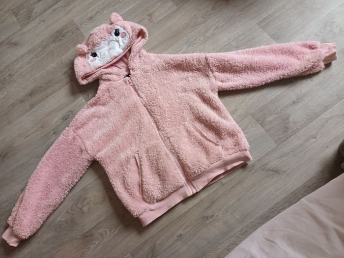 gilet veste douce en fausse fourure poalire 9 ans 10 ans rose fille