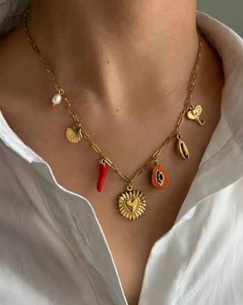 Collier boho neuf en acier inoxydable doré avec pendentifs coquillage