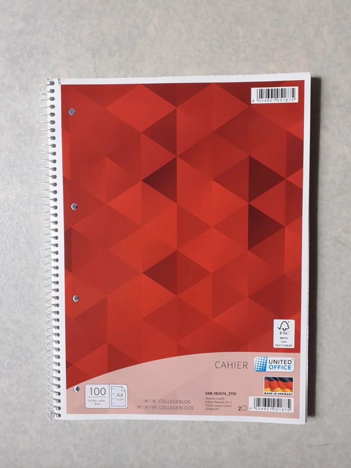 Cahier A4