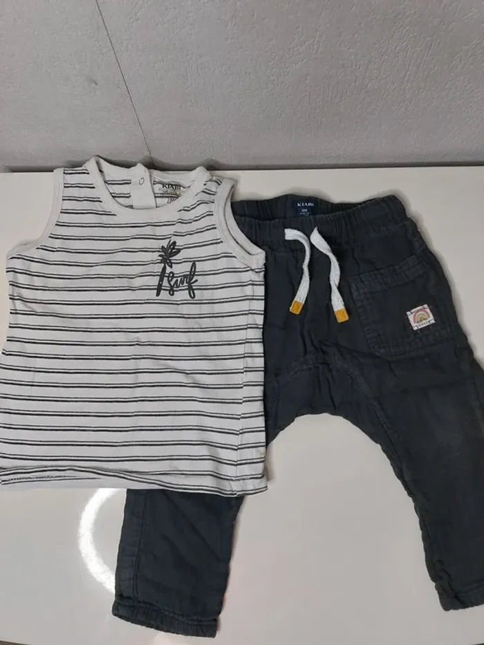 Ensemble Tee-shirt débardeur rayure blanc et noir" Kiabi"