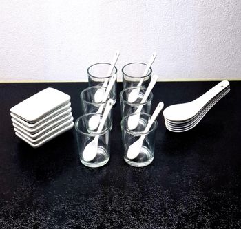 Set apéritif neuf – 6 verrines + cuillères + ramequins