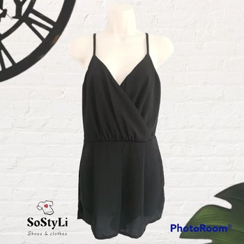 Combishort noire effet cache-cœur Taille S