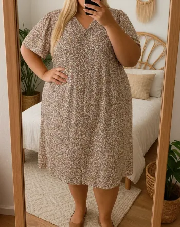 🩷 Robe longue à fleurs vintage manches courtes.