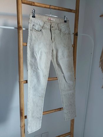Pantalon jegging beige crème à motifs Onado taille S