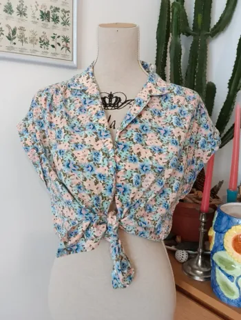 Chemise vintage en coton fleuri