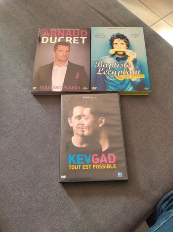 Trois DVD humoristes : lecaplain, kevgad (kev adams et gad elmaleh) et Ducret