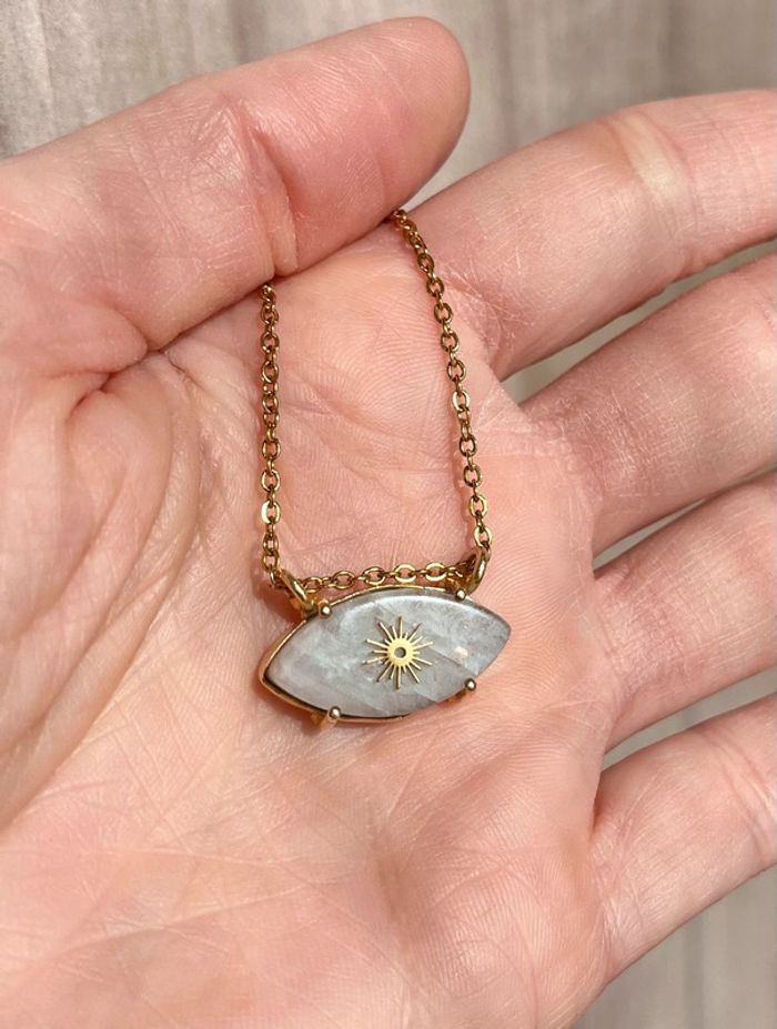 Collier grigri œil Pierre de Lune - photo numéro 6