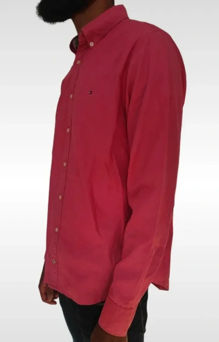 Chemise Tommy Hilfiger à pois rouge et blanc – manches longues – Taille M - photo numéro 2