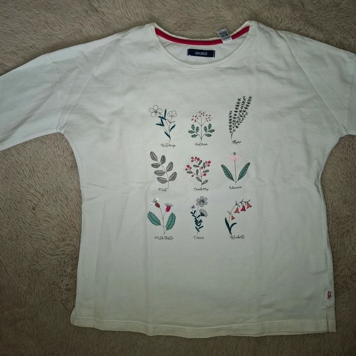 T shirt blanc feuille 10 ans okaidi - photo numéro 2